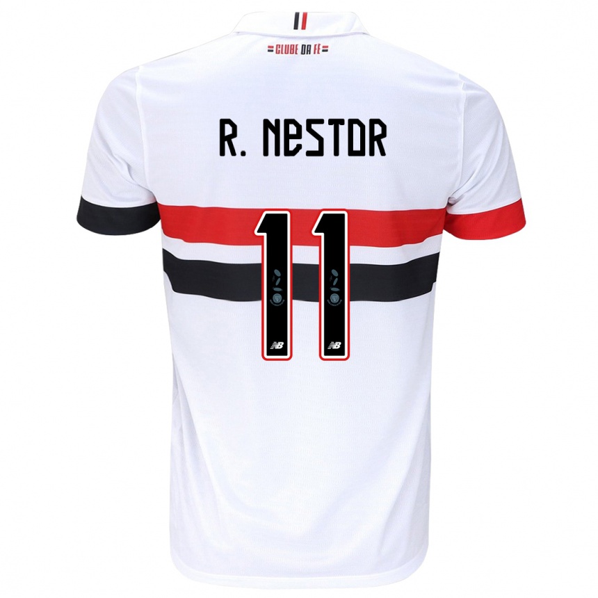 Vaikiškas Rodrigo Nestor #11 Balta Raudona Juoda Namų Marškinėliai 2024/25 T-Shirt