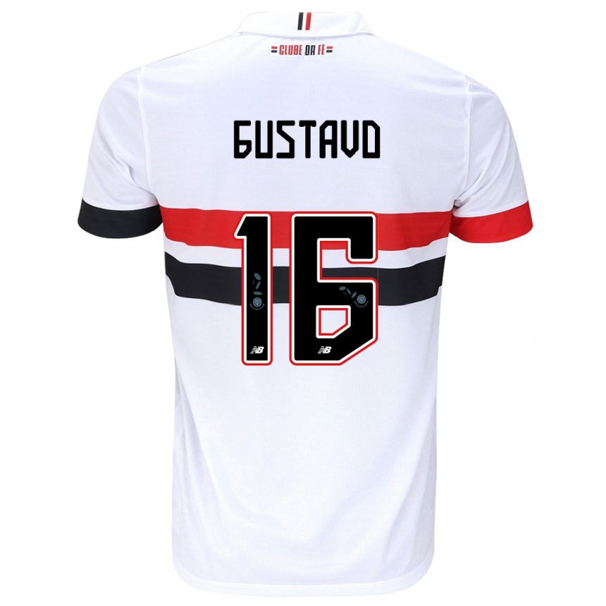 Vaikiškas Luiz Gustavo #16 Balta Raudona Juoda Namų Marškinėliai 2024/25 T-Shirt