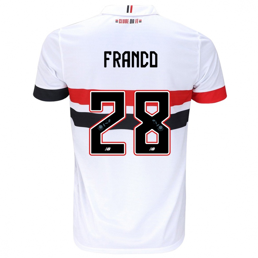 Vaikiškas Alan Franco #28 Balta Raudona Juoda Namų Marškinėliai 2024/25 T-Shirt