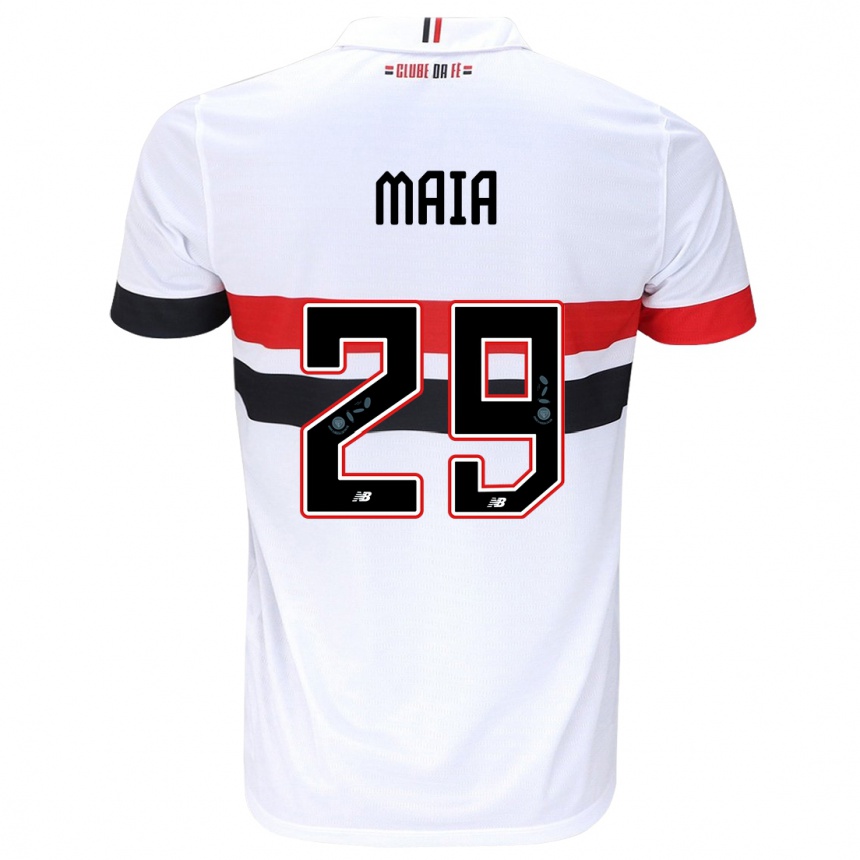 Vaikiškas Pablo Maia #29 Balta Raudona Juoda Namų Marškinėliai 2024/25 T-Shirt