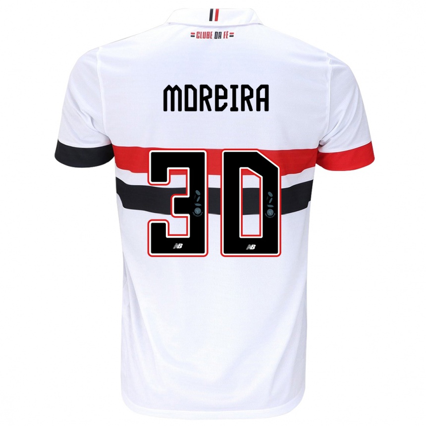 Vaikiškas João Moreira #30 Balta Raudona Juoda Namų Marškinėliai 2024/25 T-Shirt