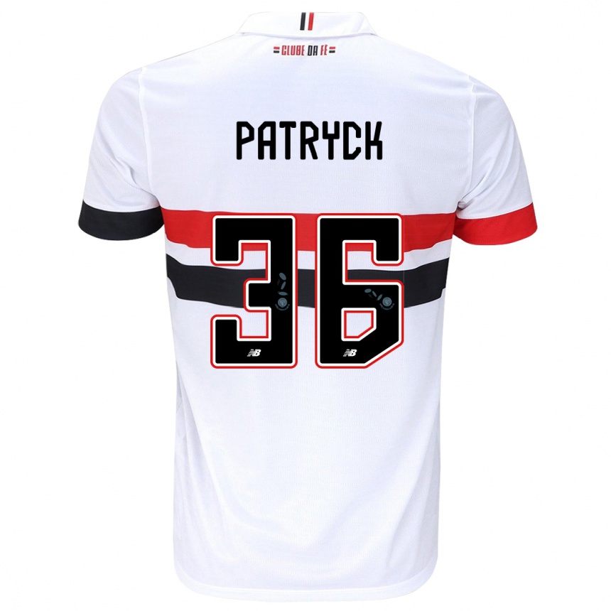 Vaikiškas Patryck #36 Balta Raudona Juoda Namų Marškinėliai 2024/25 T-Shirt