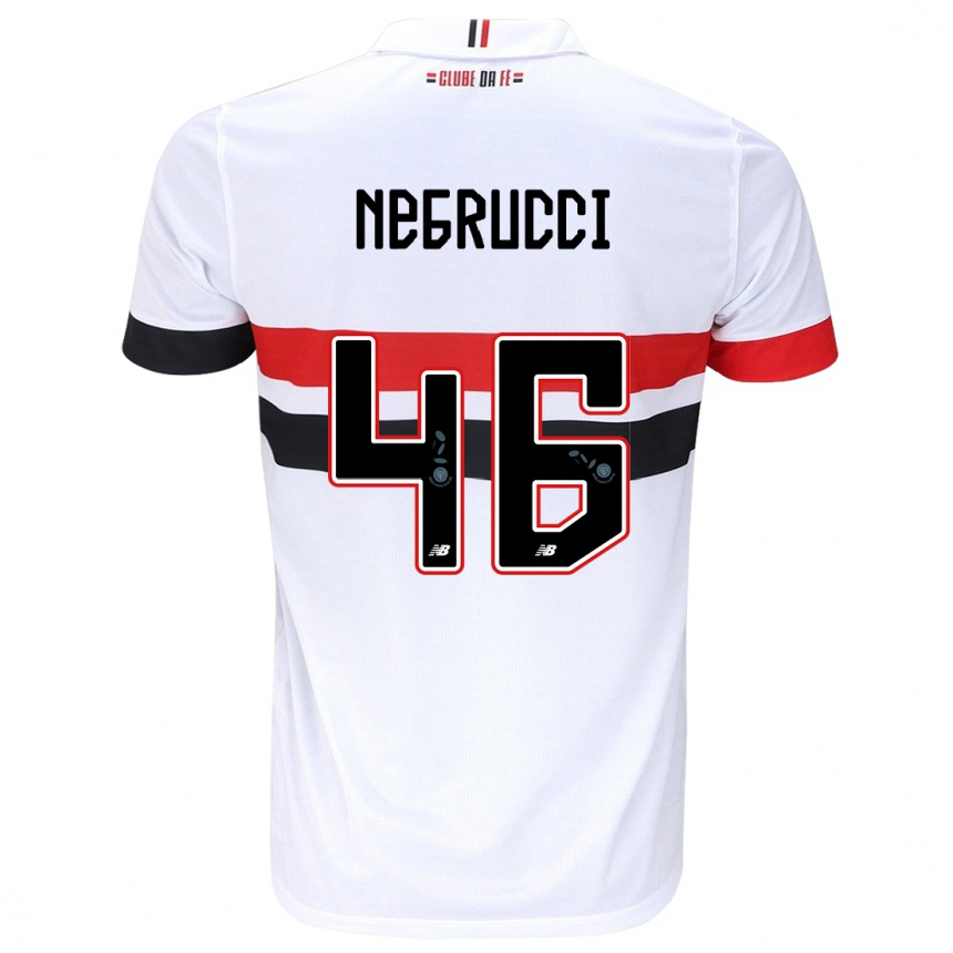 Vaikiškas Felipe Negrucci #46 Balta Raudona Juoda Namų Marškinėliai 2024/25 T-Shirt