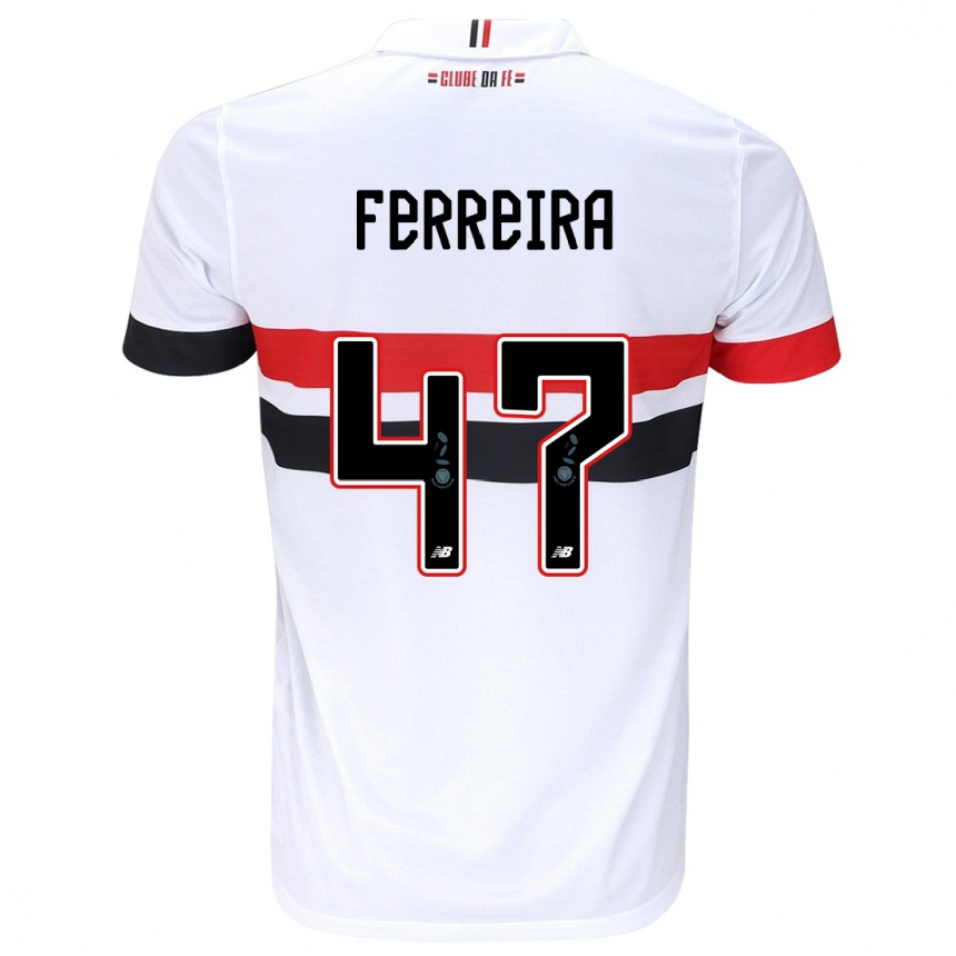 Vaikiškas Ferreira #47 Balta Raudona Juoda Namų Marškinėliai 2024/25 T-Shirt