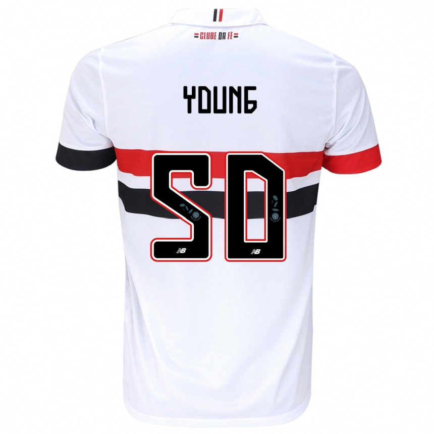 Vaikiškas Young #50 Balta Raudona Juoda Namų Marškinėliai 2024/25 T-Shirt