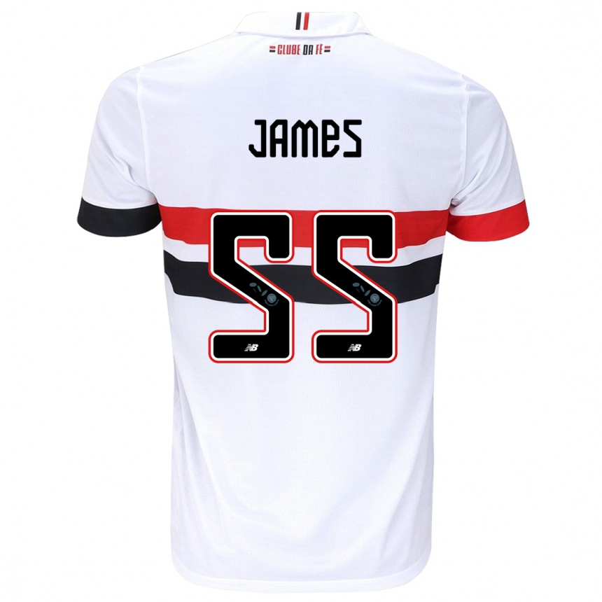 Vaikiškas James Rodríguez #55 Balta Raudona Juoda Namų Marškinėliai 2024/25 T-Shirt