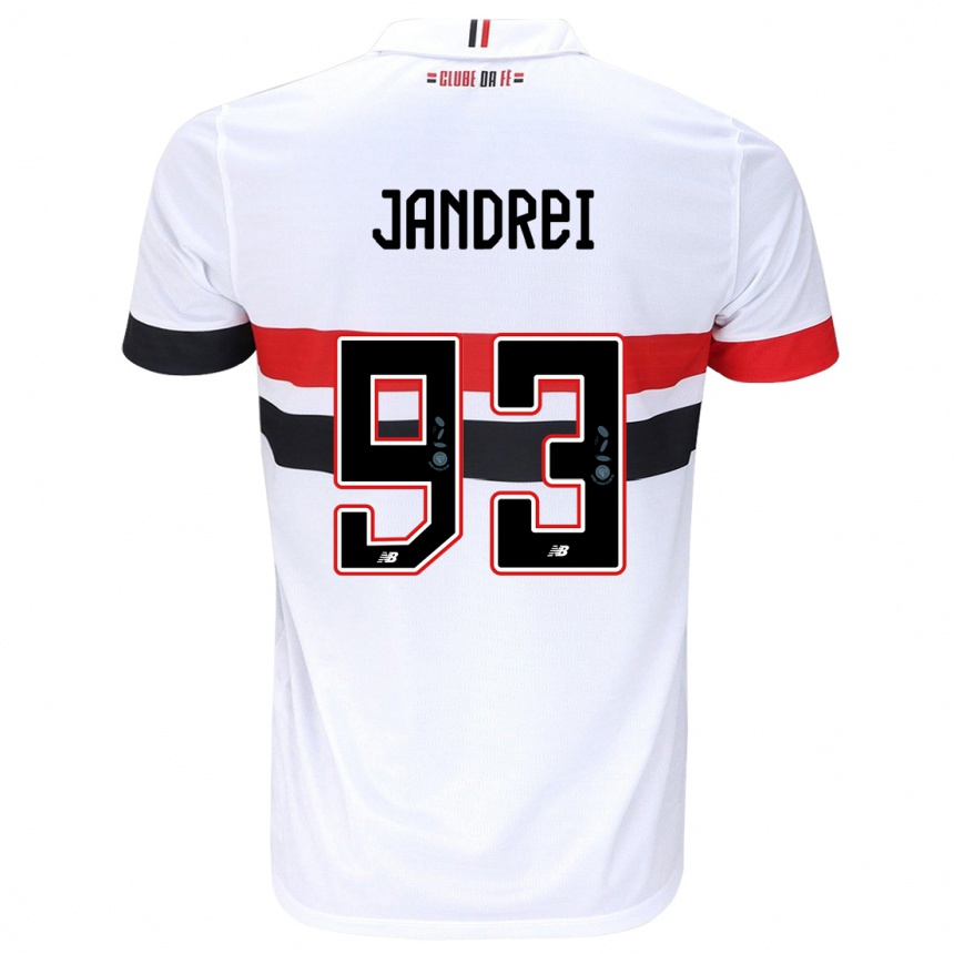 Vaikiškas Jandrei #93 Balta Raudona Juoda Namų Marškinėliai 2024/25 T-Shirt