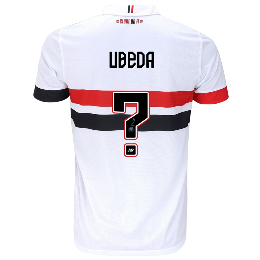 Vaikiškas Felipe Ubeda #0 Balta Raudona Juoda Namų Marškinėliai 2024/25 T-Shirt