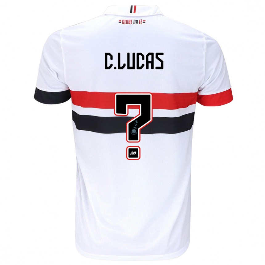 Vaikiškas Cauã Lucas #0 Balta Raudona Juoda Namų Marškinėliai 2024/25 T-Shirt