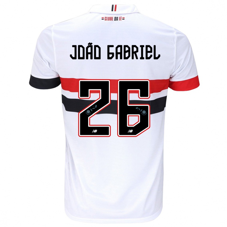 Vaikiškas João Gabriel #26 Balta Raudona Juoda Namų Marškinėliai 2024/25 T-Shirt