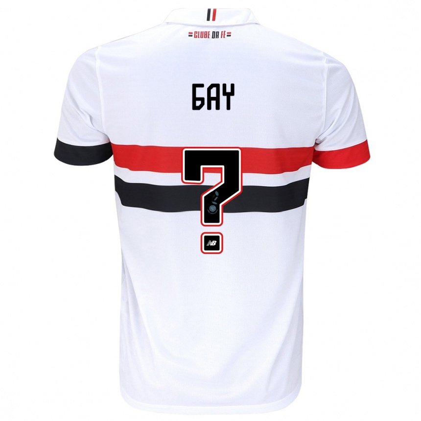 Vaikiškas Ganael Gay #0 Balta Raudona Juoda Namų Marškinėliai 2024/25 T-Shirt