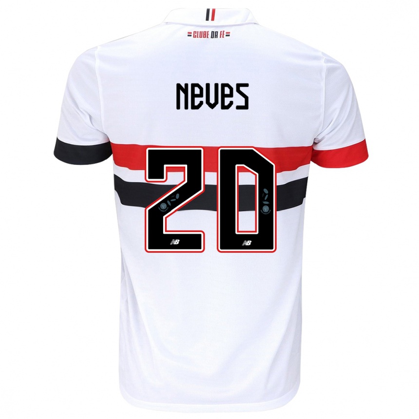 Vaikiškas Gabriel Neves #20 Balta Raudona Juoda Namų Marškinėliai 2024/25 T-Shirt