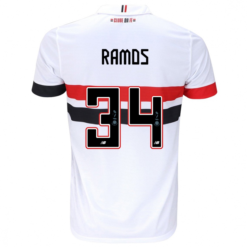 Vaikiškas Raí Ramos #34 Balta Raudona Juoda Namų Marškinėliai 2024/25 T-Shirt