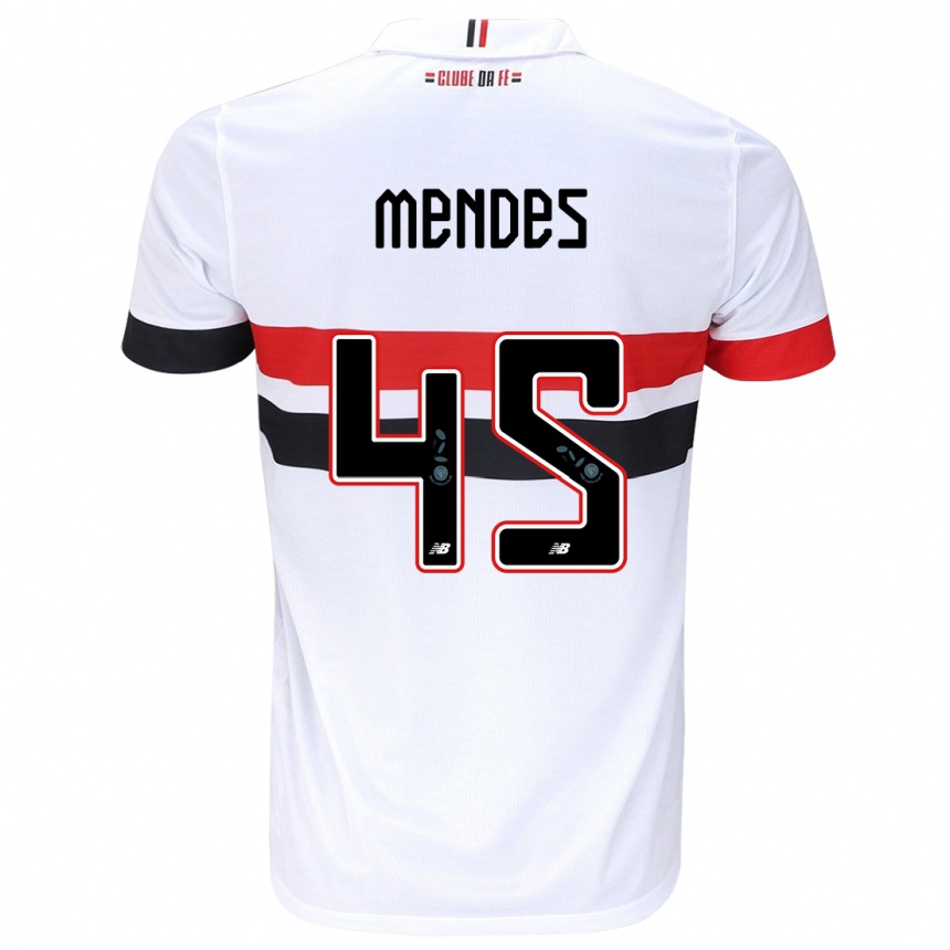 Vaikiškas Nathan Mendes #45 Balta Raudona Juoda Namų Marškinėliai 2024/25 T-Shirt