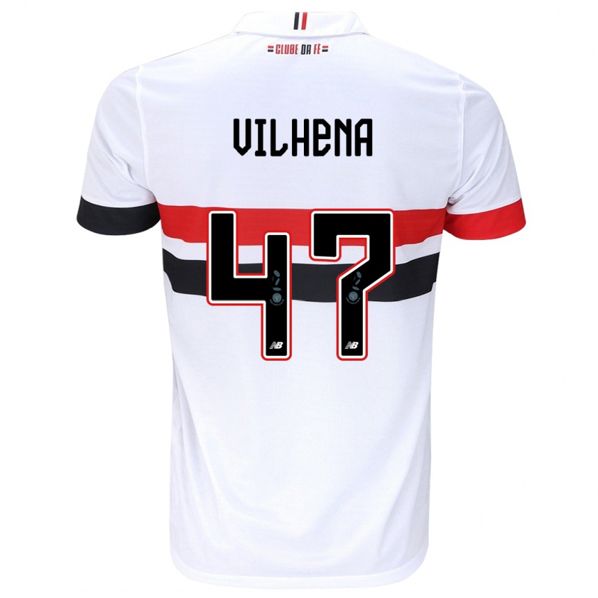 Vaikiškas Pedro Vilhena #47 Balta Raudona Juoda Namų Marškinėliai 2024/25 T-Shirt