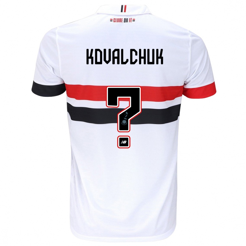 Vaikiškas Filipp Kovalchuk #0 Balta Raudona Juoda Namų Marškinėliai 2024/25 T-Shirt