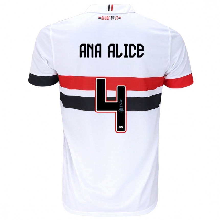 Vaikiškas Ana Alice Luciano Da Silva #4 Balta Raudona Juoda Namų Marškinėliai 2024/25 T-Shirt