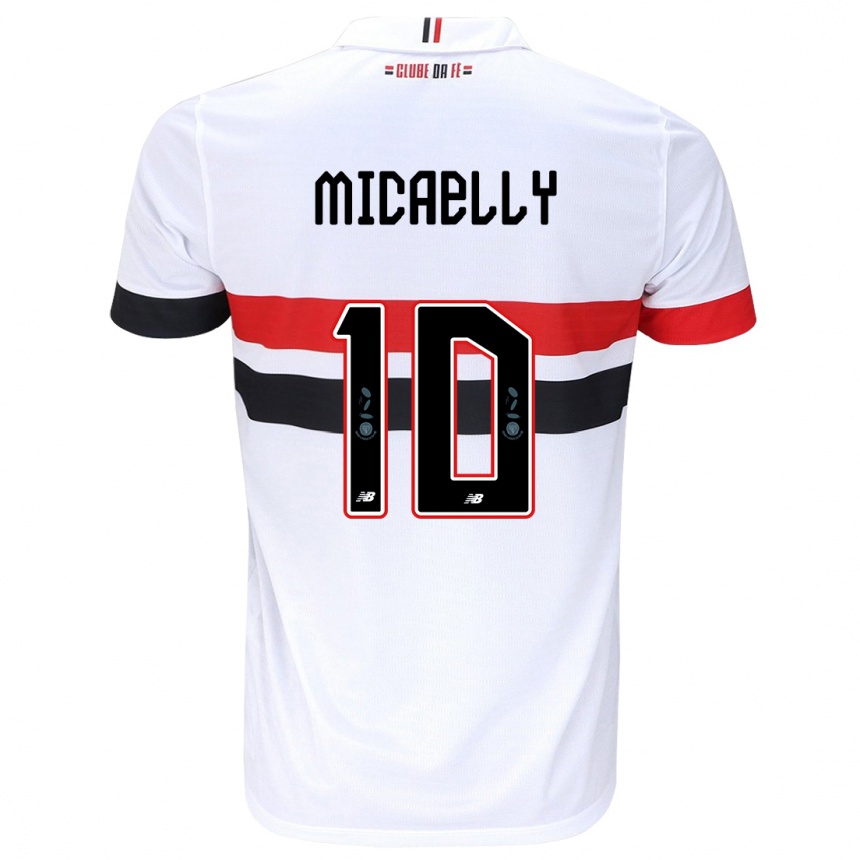 Vaikiškas Micaelly #10 Balta Raudona Juoda Namų Marškinėliai 2024/25 T-Shirt