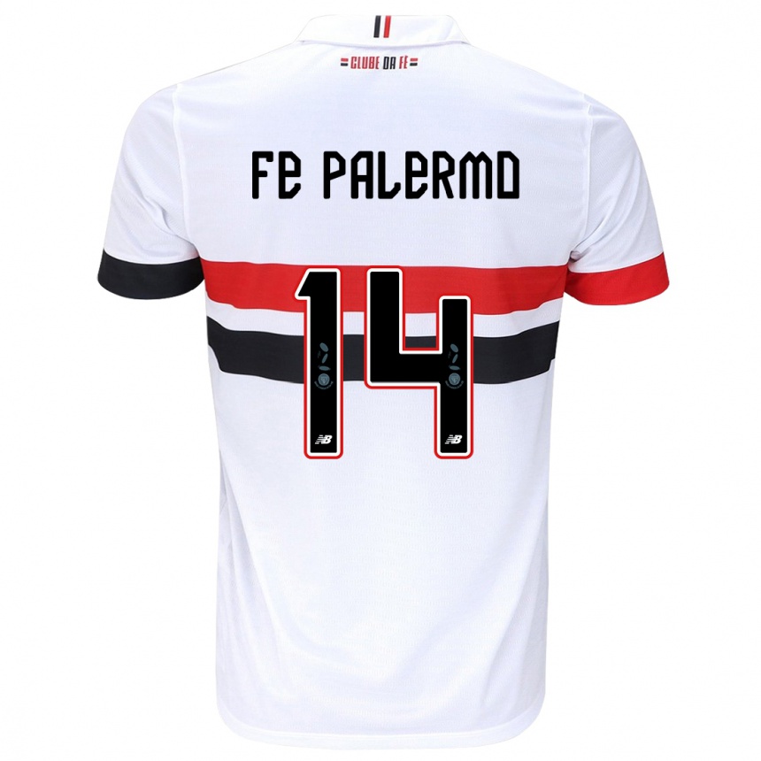 Vaikiškas Fe Palermo #14 Balta Raudona Juoda Namų Marškinėliai 2024/25 T-Shirt