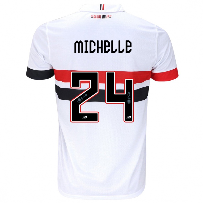 Vaikiškas Michelle #24 Balta Raudona Juoda Namų Marškinėliai 2024/25 T-Shirt