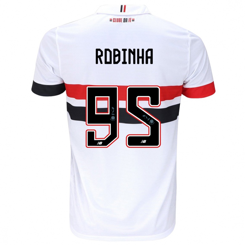 Vaikiškas Robinha #95 Balta Raudona Juoda Namų Marškinėliai 2024/25 T-Shirt