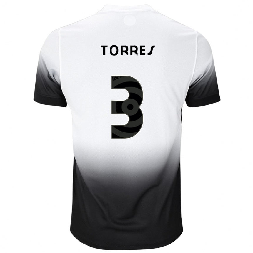 Vaikiškas Félix Torres #3 Balta Juoda Namų Marškinėliai 2024/25 T-Shirt