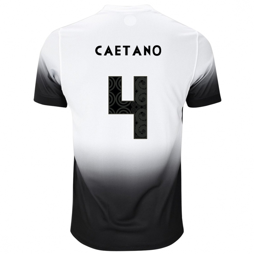 Vaikiškas Caetano #4 Balta Juoda Namų Marškinėliai 2024/25 T-Shirt