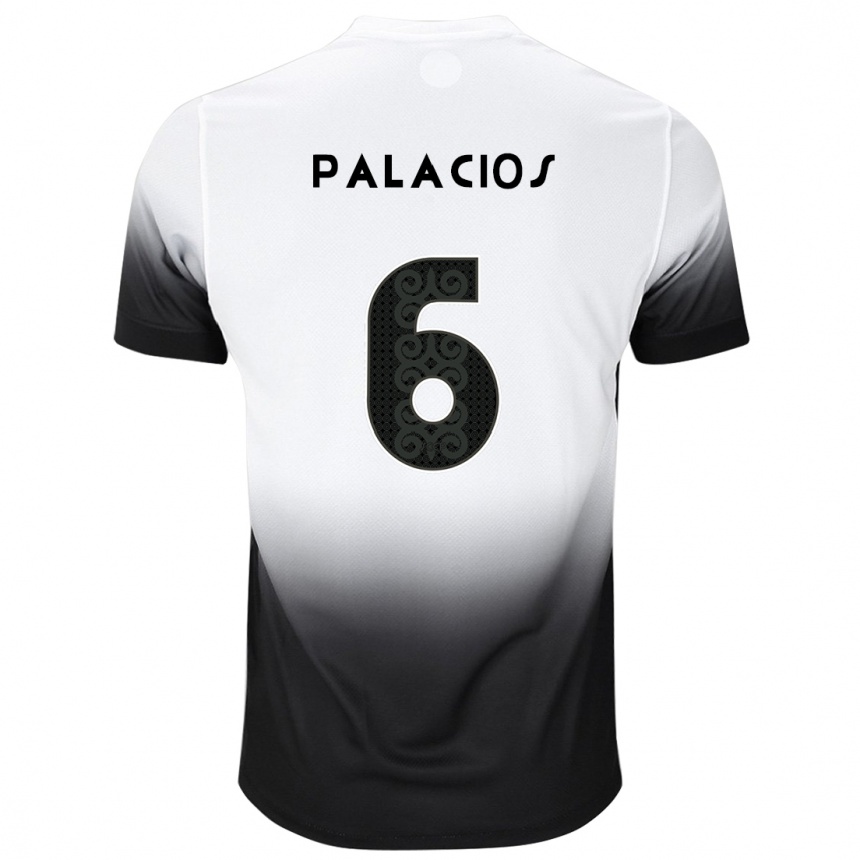 Vaikiškas Diego Palacios #6 Balta Juoda Namų Marškinėliai 2024/25 T-Shirt