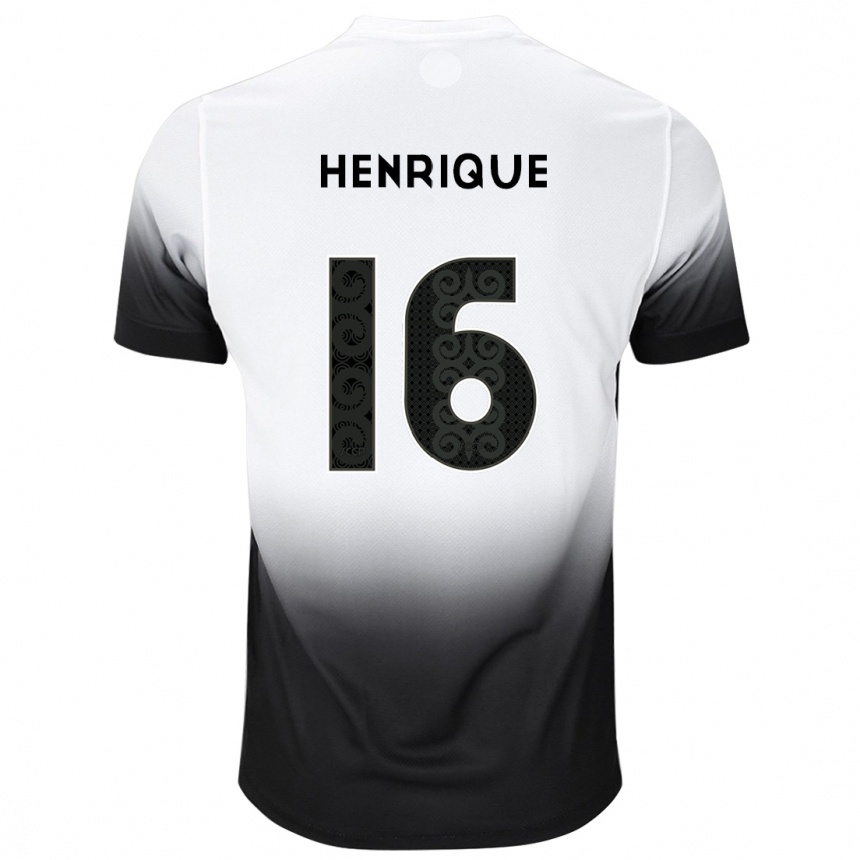 Vaikiškas Pedro Henrique #16 Balta Juoda Namų Marškinėliai 2024/25 T-Shirt