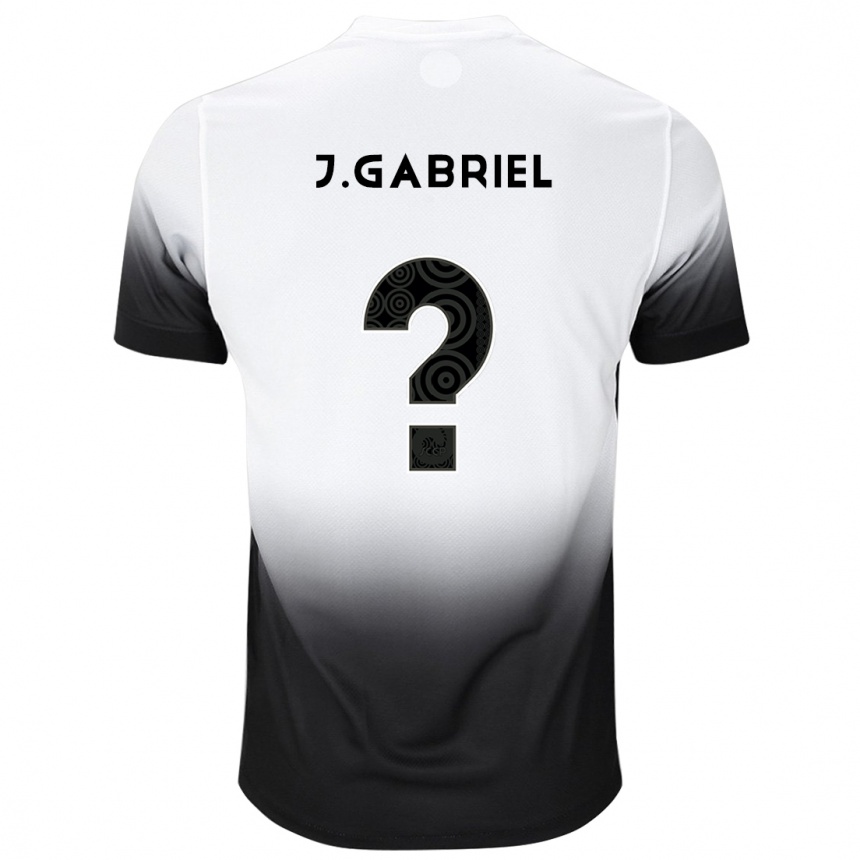 Vaikiškas João Gabriel #6 Balta Juoda Namų Marškinėliai 2024/25 T-Shirt