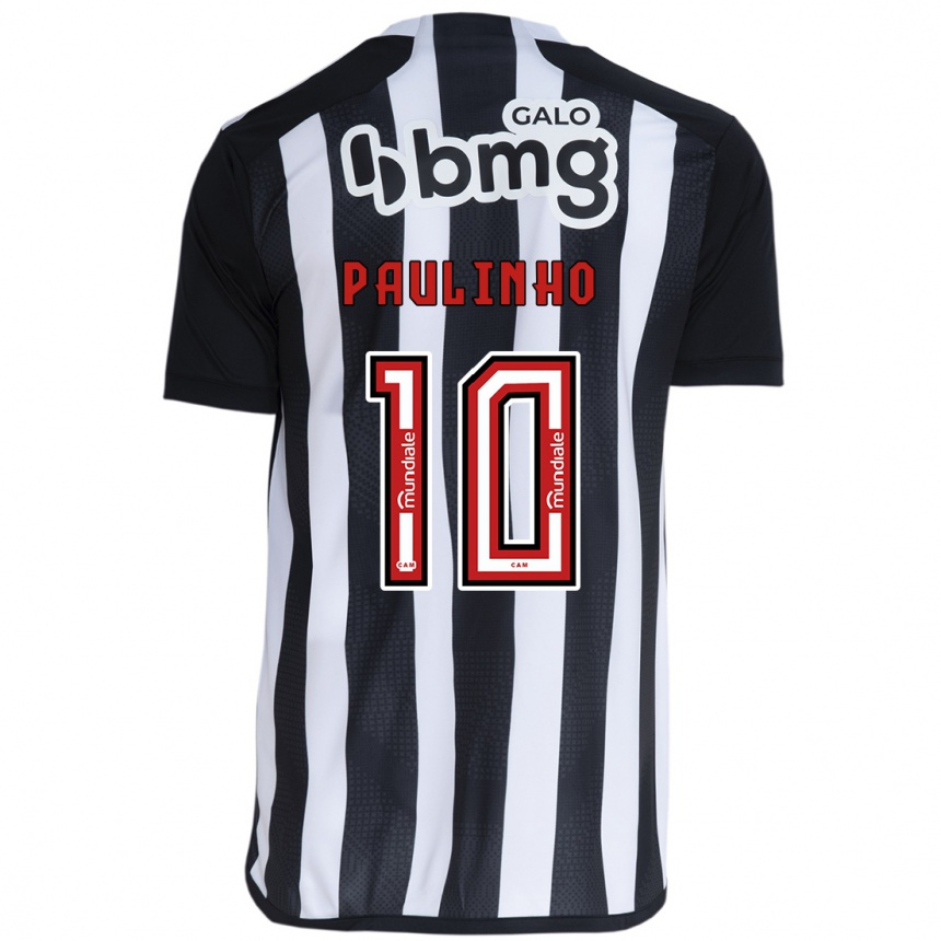 Vaikiškas Paulinho #10 Balta Juoda Namų Marškinėliai 2024/25 T-Shirt