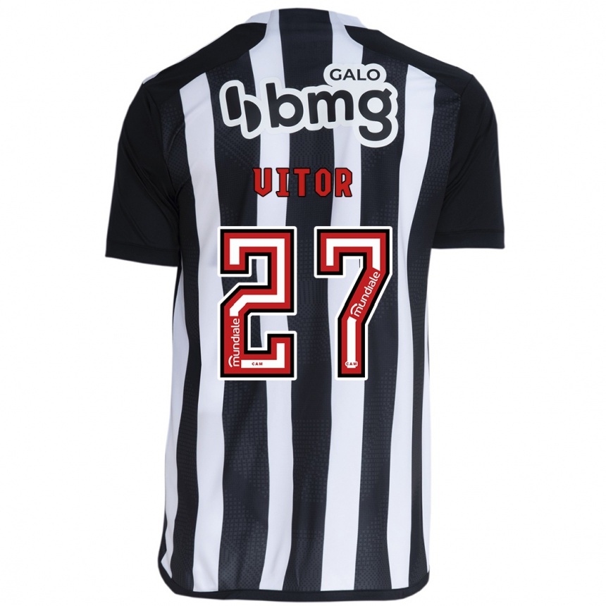 Vaikiškas Paulo Vitor #27 Balta Juoda Namų Marškinėliai 2024/25 T-Shirt