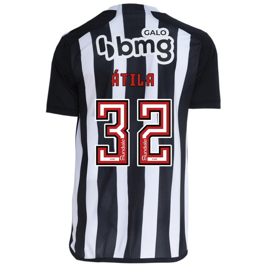 Vaikiškas Gabriel Átila #32 Balta Juoda Namų Marškinėliai 2024/25 T-Shirt