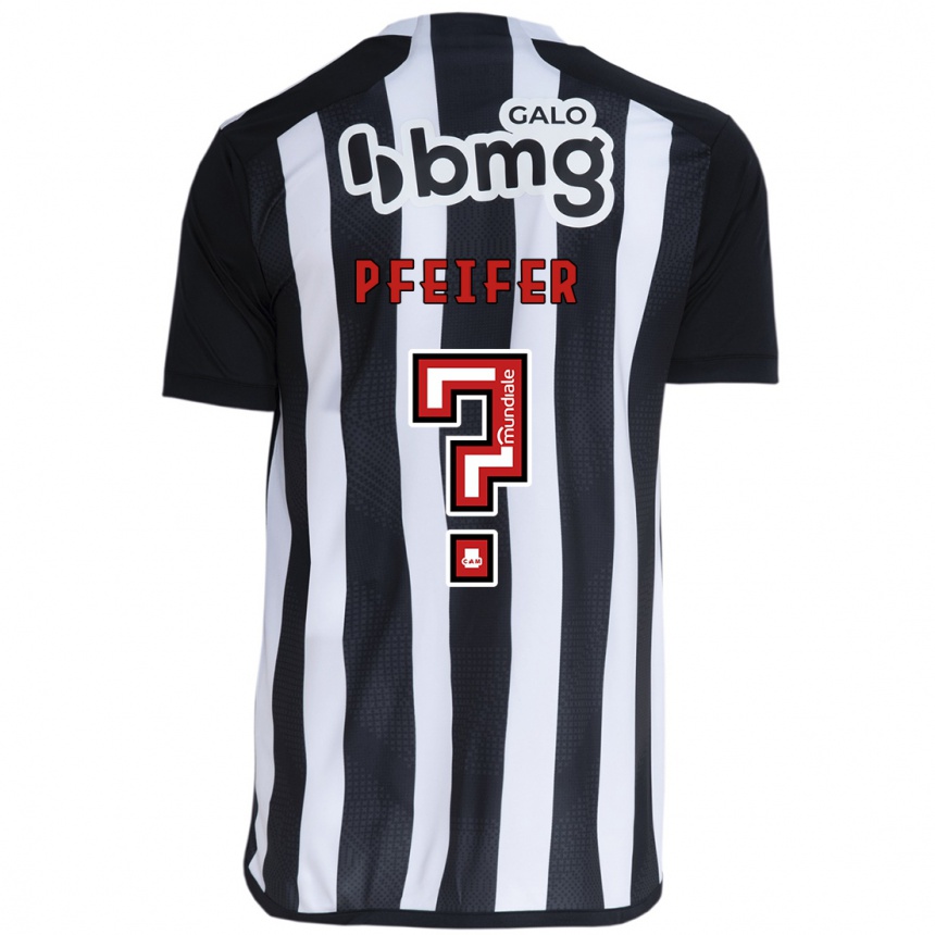 Vaikiškas Gabriel Pfeifer #0 Balta Juoda Namų Marškinėliai 2024/25 T-Shirt