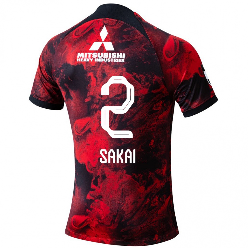 Vaikiškas Hiroki Sakai #2 Raudona Juoda Namų Marškinėliai 2024/25 T-Shirt