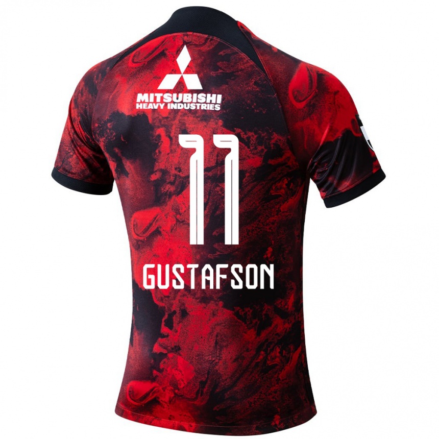 Vaikiškas Samuel Gustafson #11 Raudona Juoda Namų Marškinėliai 2024/25 T-Shirt