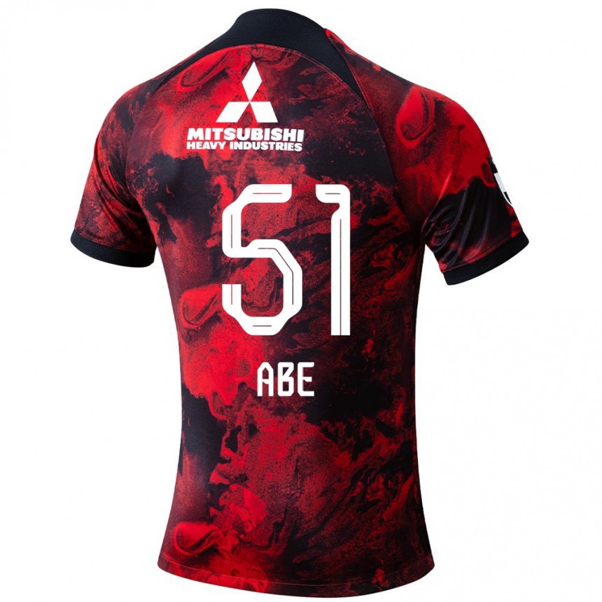 Vaikiškas Shintaro Abe #51 Raudona Juoda Namų Marškinėliai 2024/25 T-Shirt