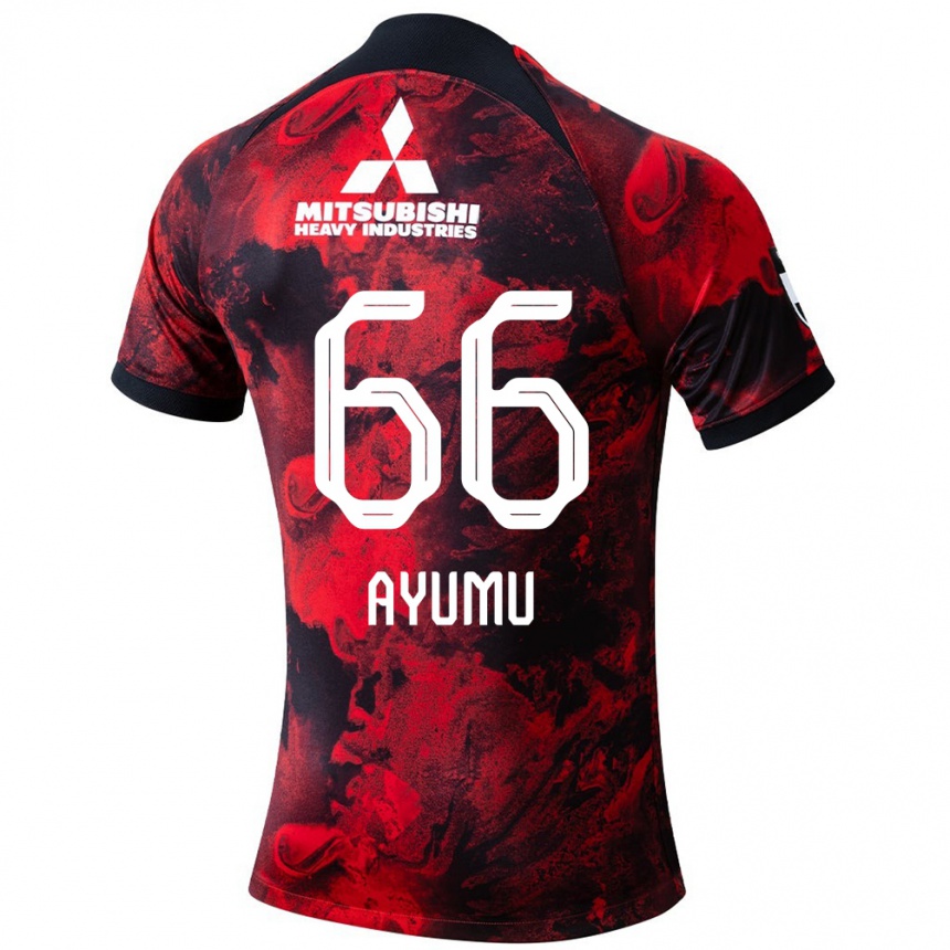 Vaikiškas Ayumu Ohata #66 Raudona Juoda Namų Marškinėliai 2024/25 T-Shirt