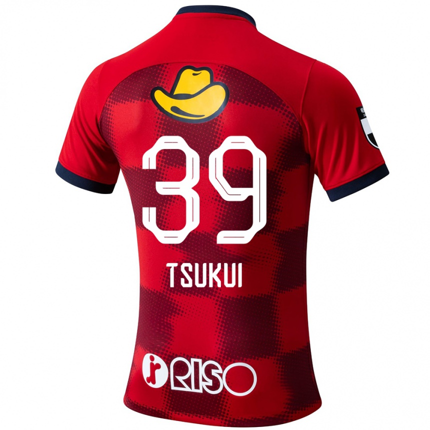 Vaikiškas Keisuke Tsukui #39 Raudona Mėlyna Balta Namų Marškinėliai 2024/25 T-Shirt