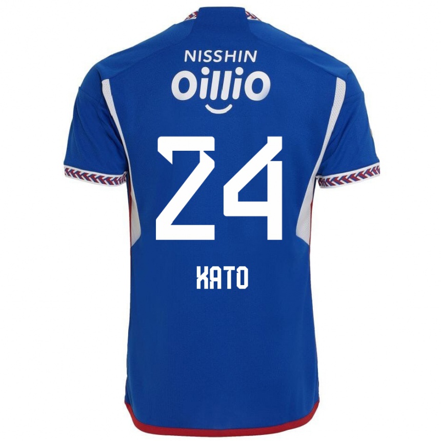 Vaikiškas Hijiri Kato #24 Mėlyna Balta Raudona Namų Marškinėliai 2024/25 T-Shirt