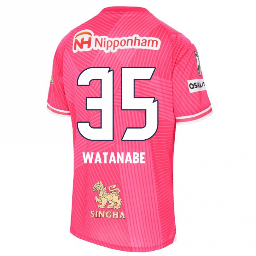 Vaikiškas Ryo Watanabe #35 Rožinė Balta Namų Marškinėliai 2024/25 T-Shirt