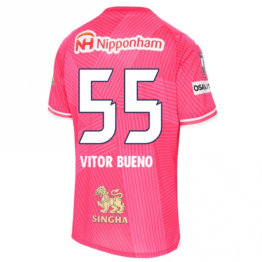 Vaikiškas Vitor Bueno #55 Rožinė Balta Namų Marškinėliai 2024/25 T-Shirt