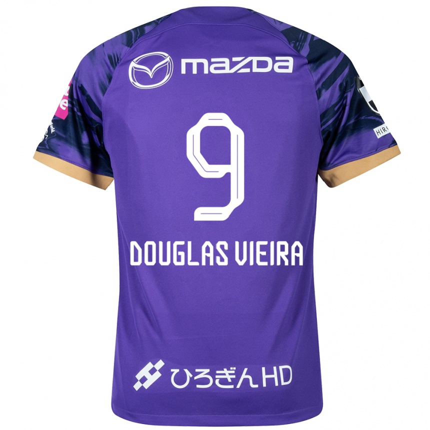 Vaikiškas Douglas Vieira #9 Violetinė Balta Namų Marškinėliai 2024/25 T-Shirt