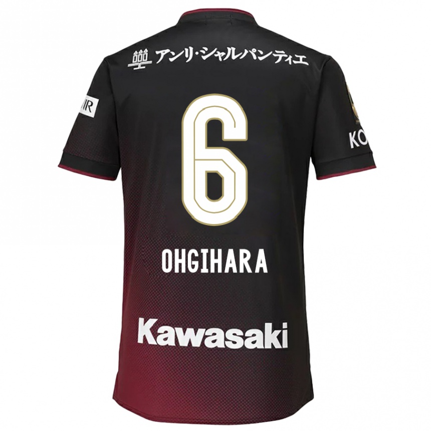 Vaikiškas Takahiro Ogihara #6 Juoda Raudona Namų Marškinėliai 2024/25 T-Shirt