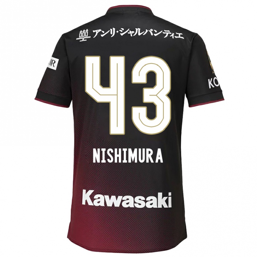 Vaikiškas Nagi Nishimura #43 Juoda Raudona Namų Marškinėliai 2024/25 T-Shirt