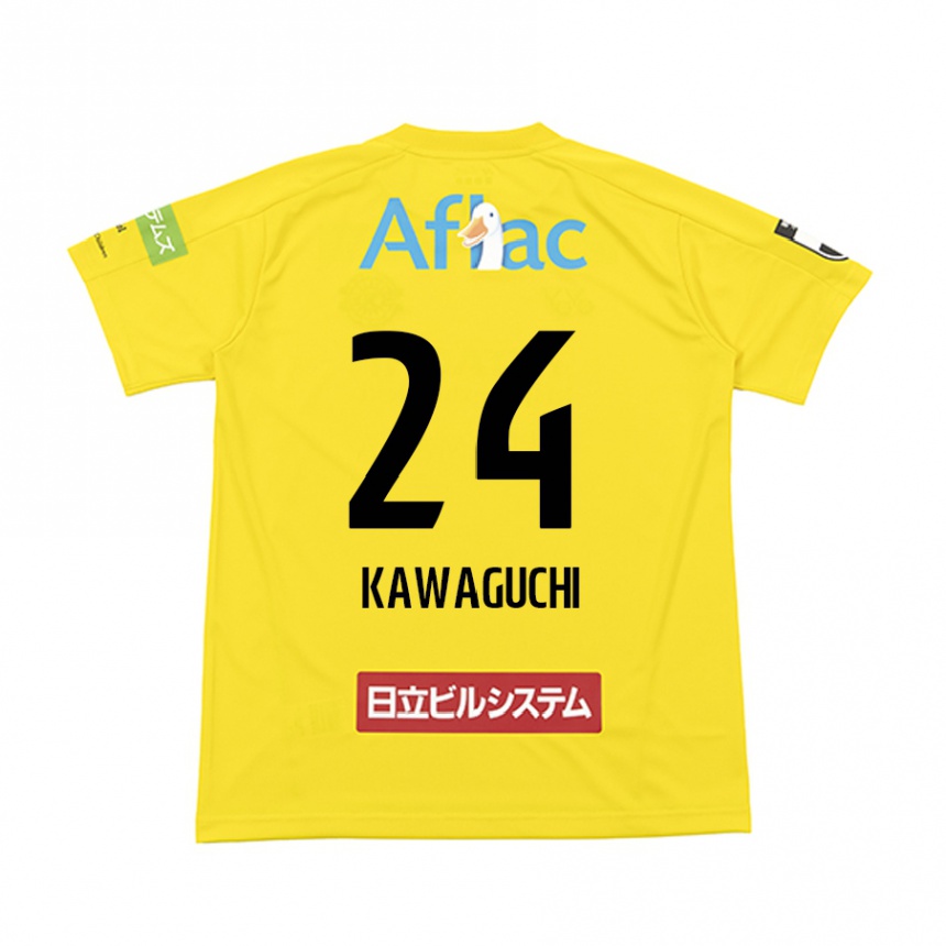 Vaikiškas Naoki Kawaguchi #24 Geltona Juoda Namų Marškinėliai 2024/25 T-Shirt