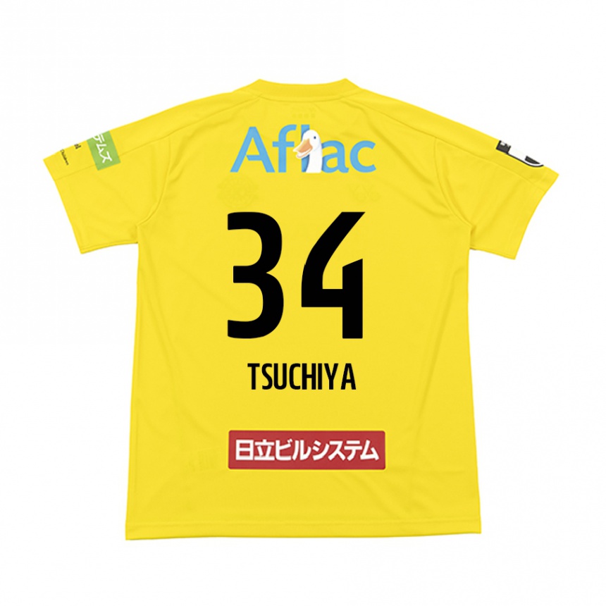 Vaikiškas Takumi Tsuchiya #34 Geltona Juoda Namų Marškinėliai 2024/25 T-Shirt