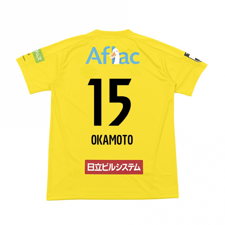 Vaikiškas Ryoji Okamoto #15 Geltona Juoda Namų Marškinėliai 2024/25 T-Shirt