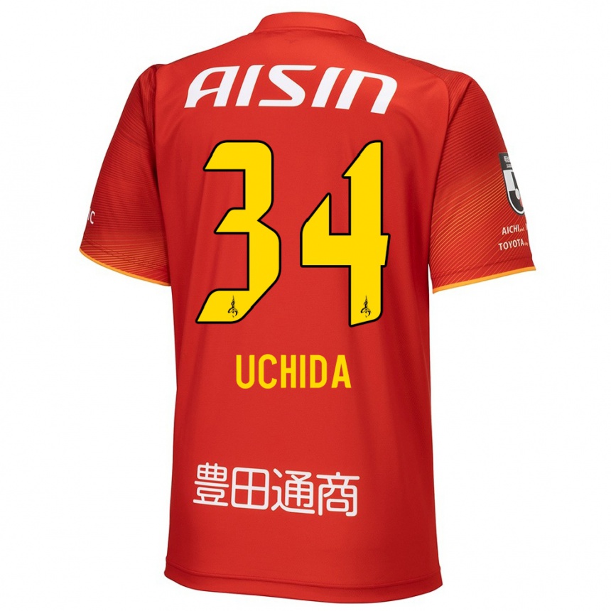 Vaikiškas Takuya Uchida #34 Raudona Balta Geltona Namų Marškinėliai 2024/25 T-Shirt