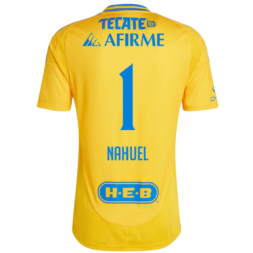 Vaikiškas Nahuel Guzmán #1 Auksinė Geltona Namų Marškinėliai 2024/25 T-Shirt